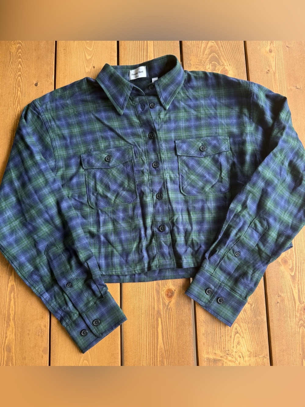 Aritzia Sunday Best Maple Shirt Blackwatch Plaid Cropped Button Up 2XS